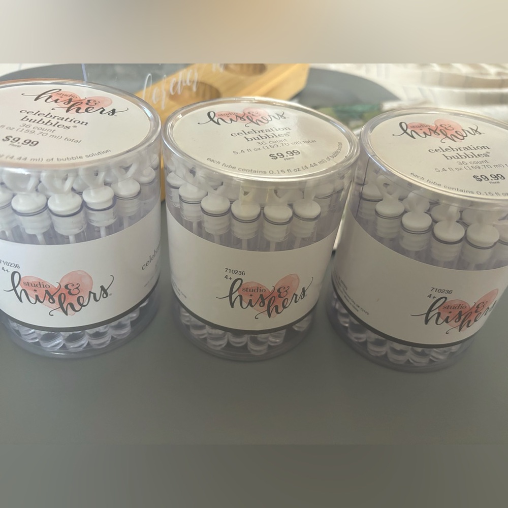 5 packages (36 in each case) of mini bubble favors for wedding send off!